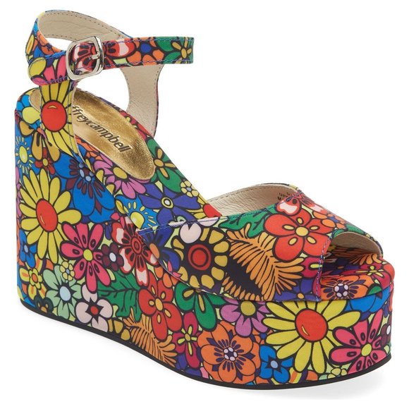 Jeffrey Campbell Shoes - 🆕 JEFFREY CAMPBELL Dazing Wedge Platform Sandal Shoes Floral 9